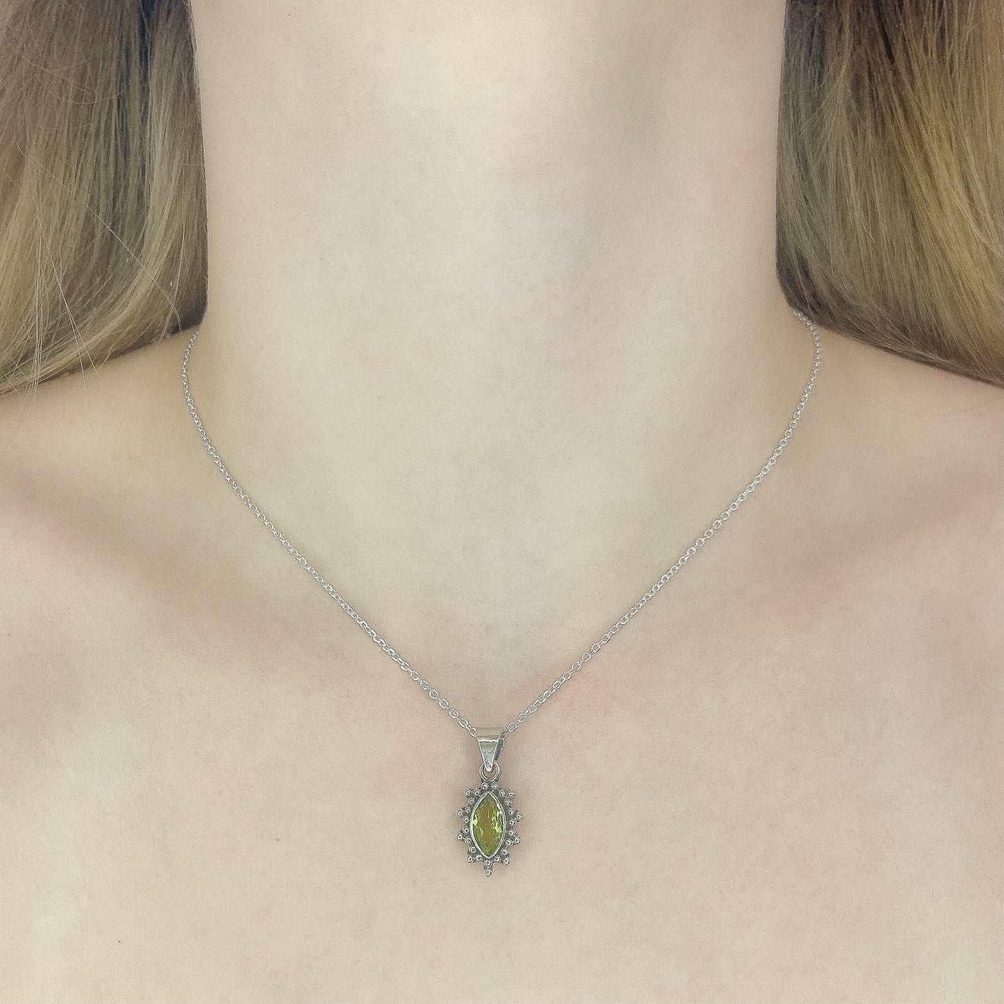 Sterling Silver Peridot Pendant Necklace