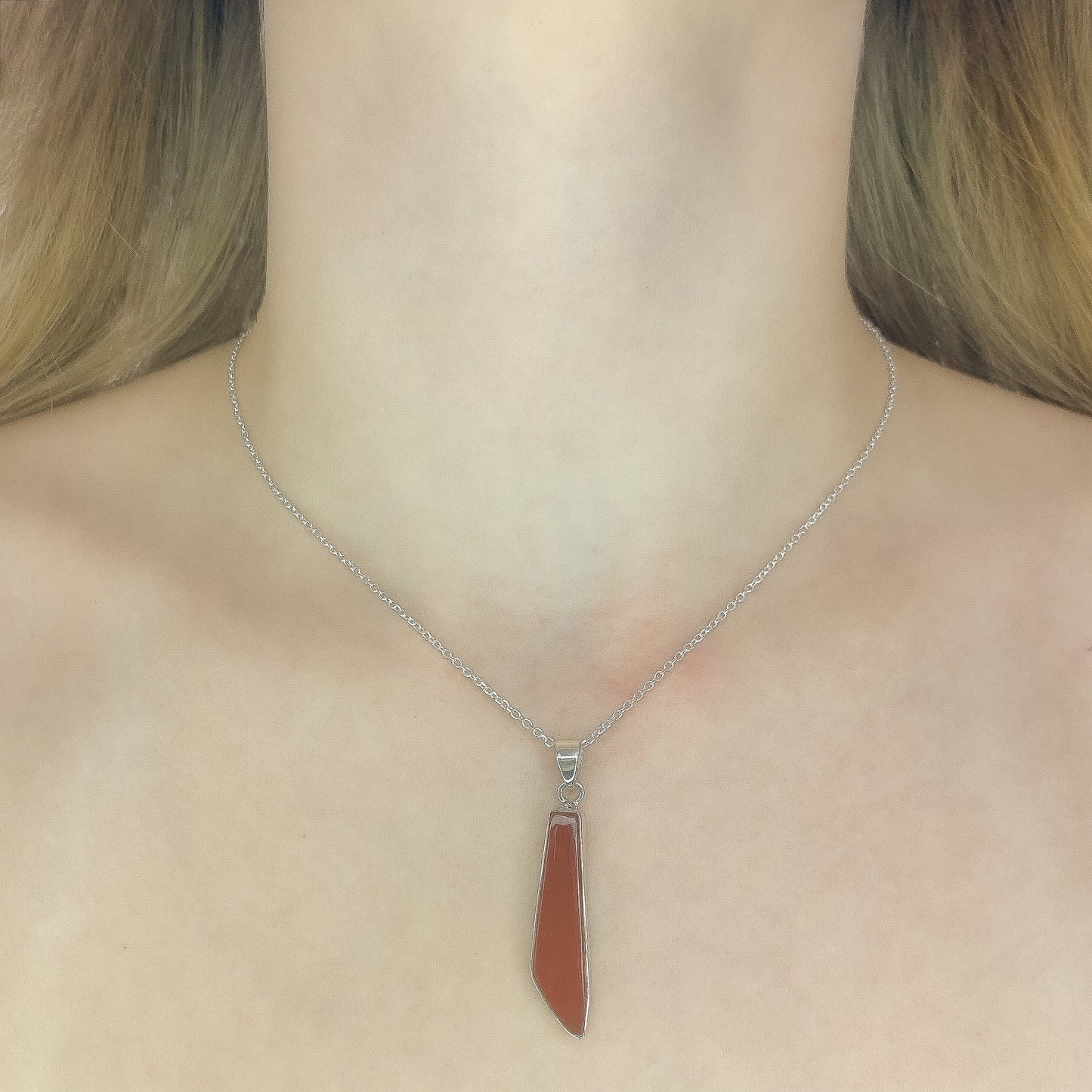 Sterling Silver Carnelian Pendant Necklace