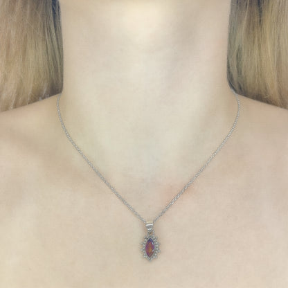 Sterling Silver Garnet Pendant Necklace