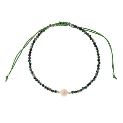 Turquoise Stone Bracelet with Freshwater Pearl