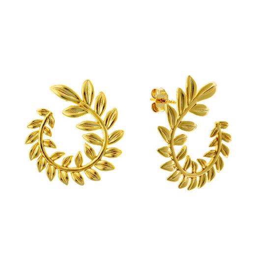 Sterling Silver Gold Plated Crown Stud Earrings
