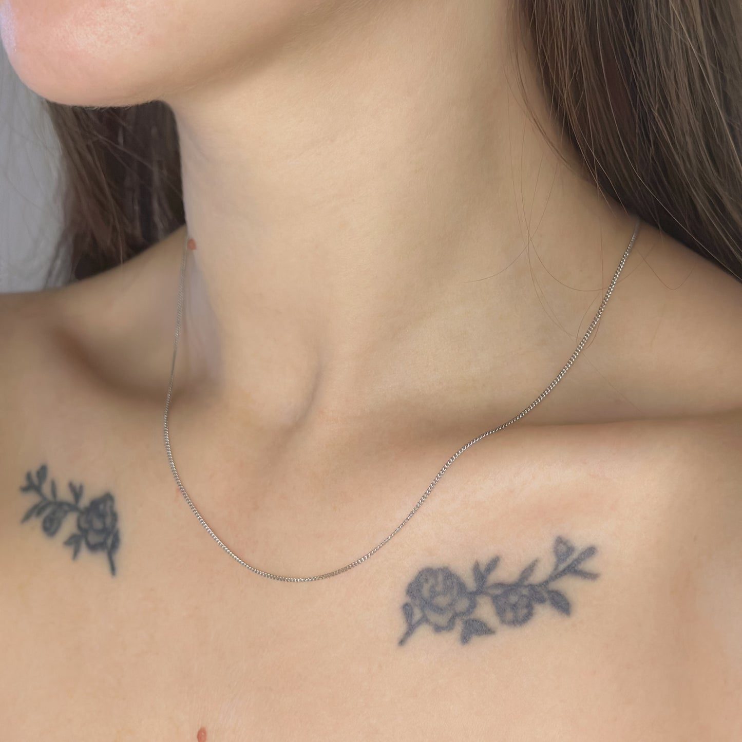 Sterling Silver Rhodium Plated 1 mm Curb Chain