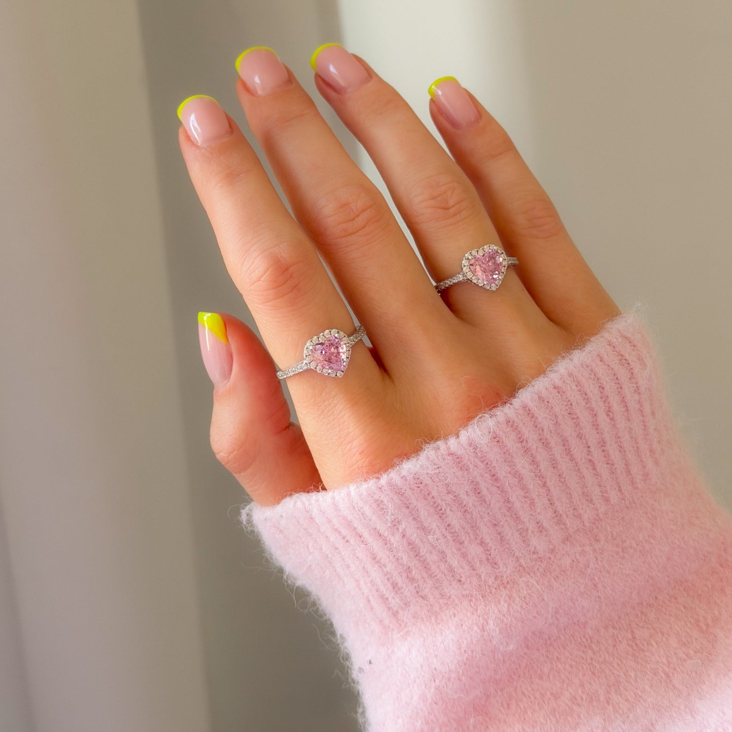 Silver Rhodium Plated CZ Heart Ring