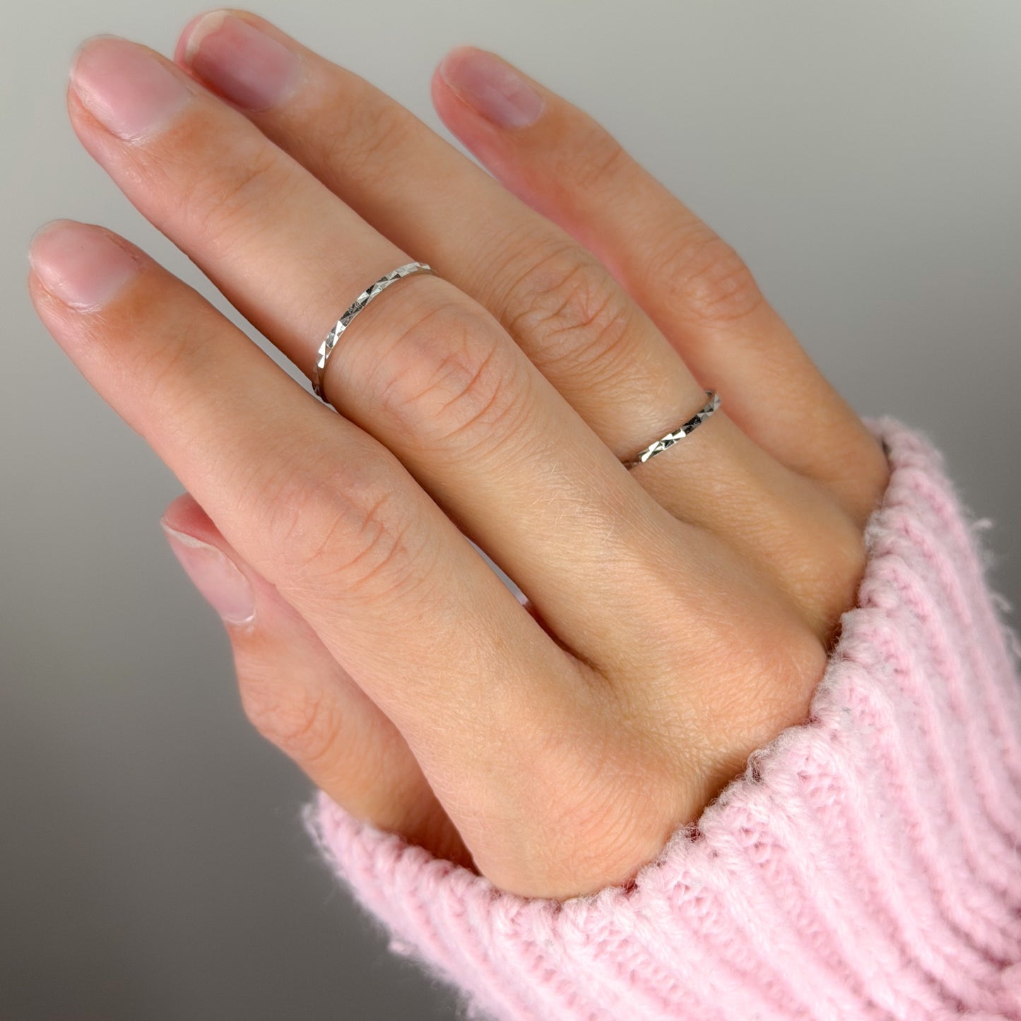 Sterling Silver Rhodium Plated 1.5 mm Ring