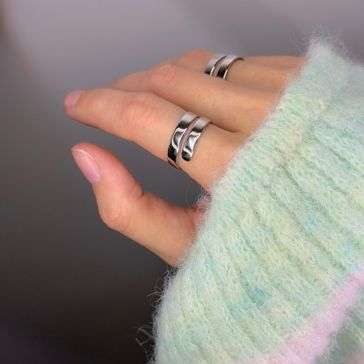 Sterling Silver Rhodium Plated Wide Ring