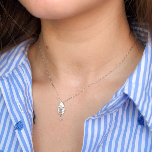 Sterling Silver Lucky Fish Necklace