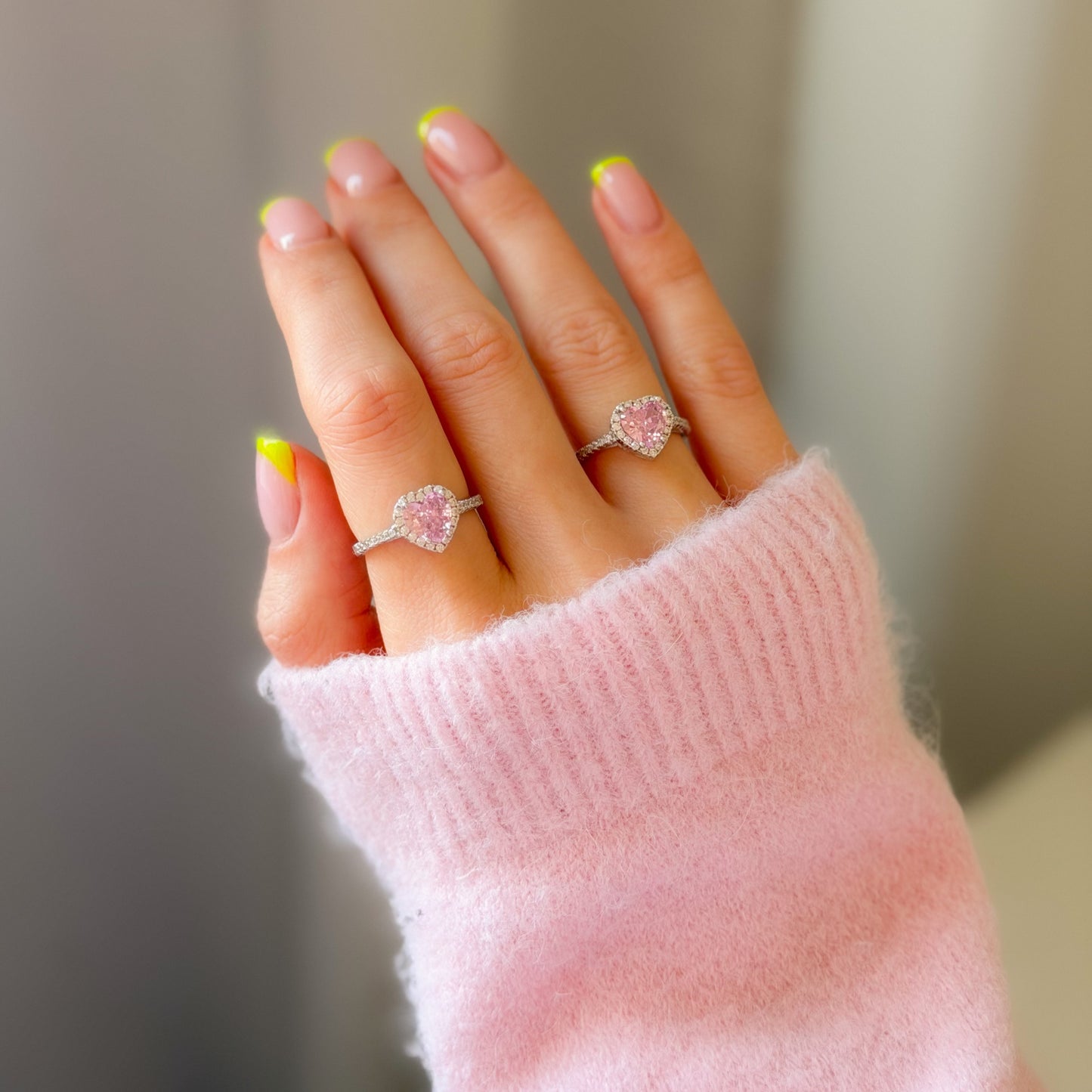 Silver Rhodium Plated CZ Heart Ring