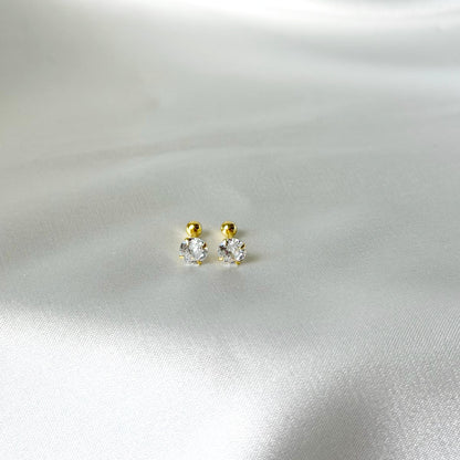 Sidabriniai 3 - 7 mm apvalūs užsukami vinukai su cirkoniu