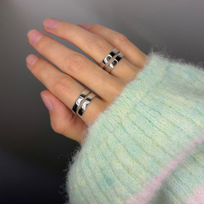 Sterling Silver Rhodium Plated Wide Ring