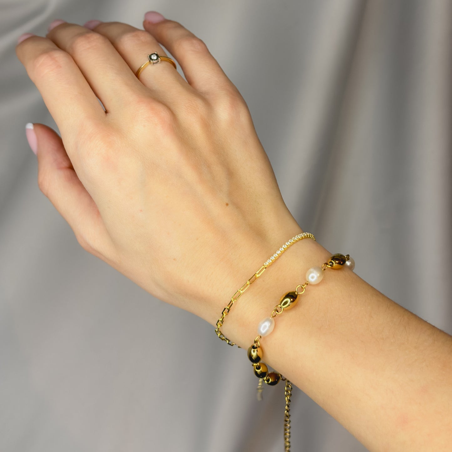 Sidabrinė auksuota dvigubo dizaino apyrankė „Tennis & Forzatina“