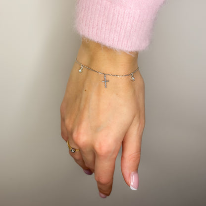 Sidabrinė apyrankė su kryželiu