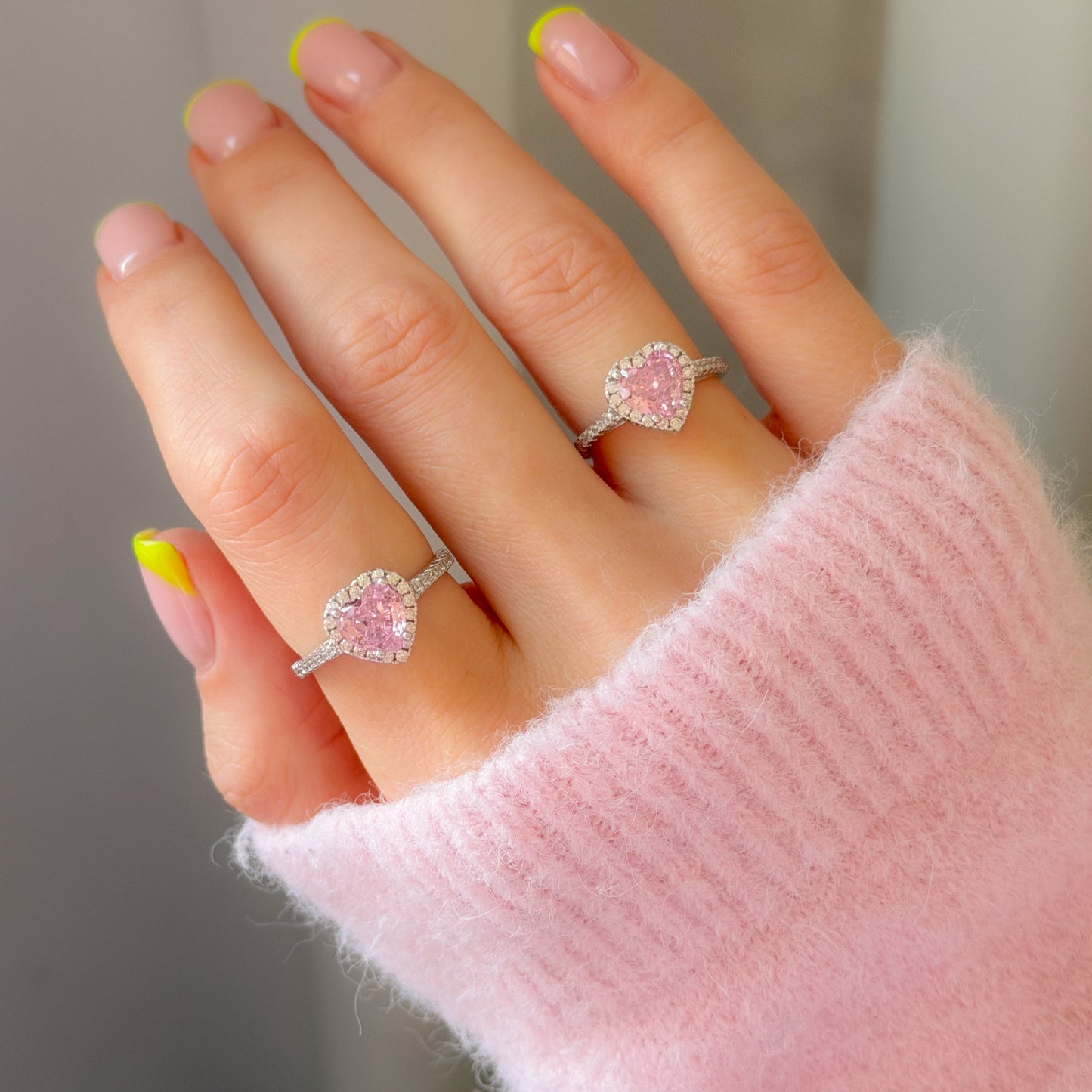 Silver Rhodium Plated CZ Heart Ring