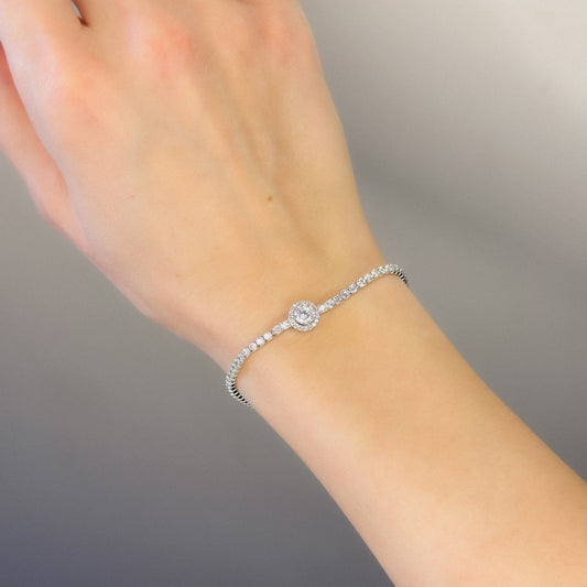 Sidabrinė rodžiuota Tennis apyrankė