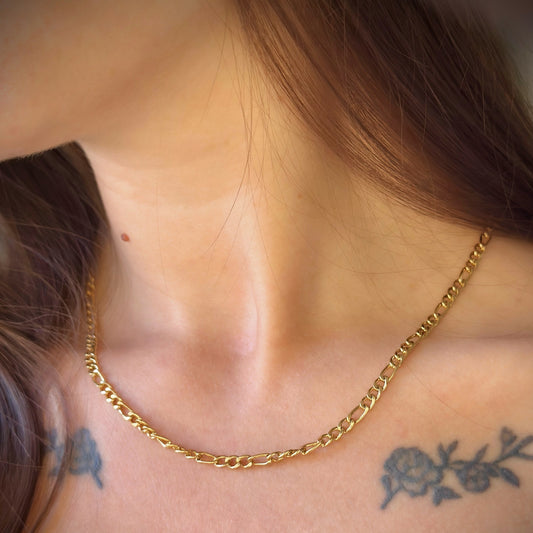 3mm pločio auksuota grandinėlė "Figaro"