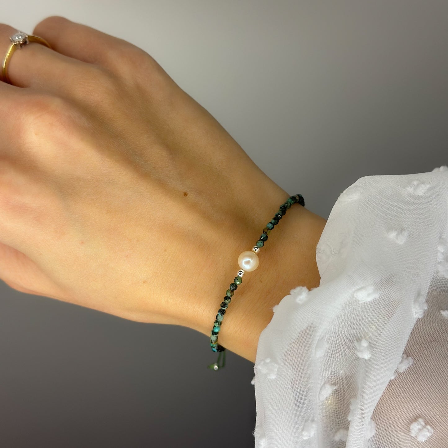 Turquoise Stone Bracelet with Freshwater Pearl