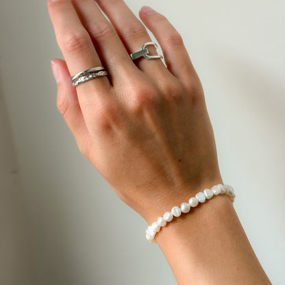 Sterling Silver Rhodium Plated Pearl Bracelet