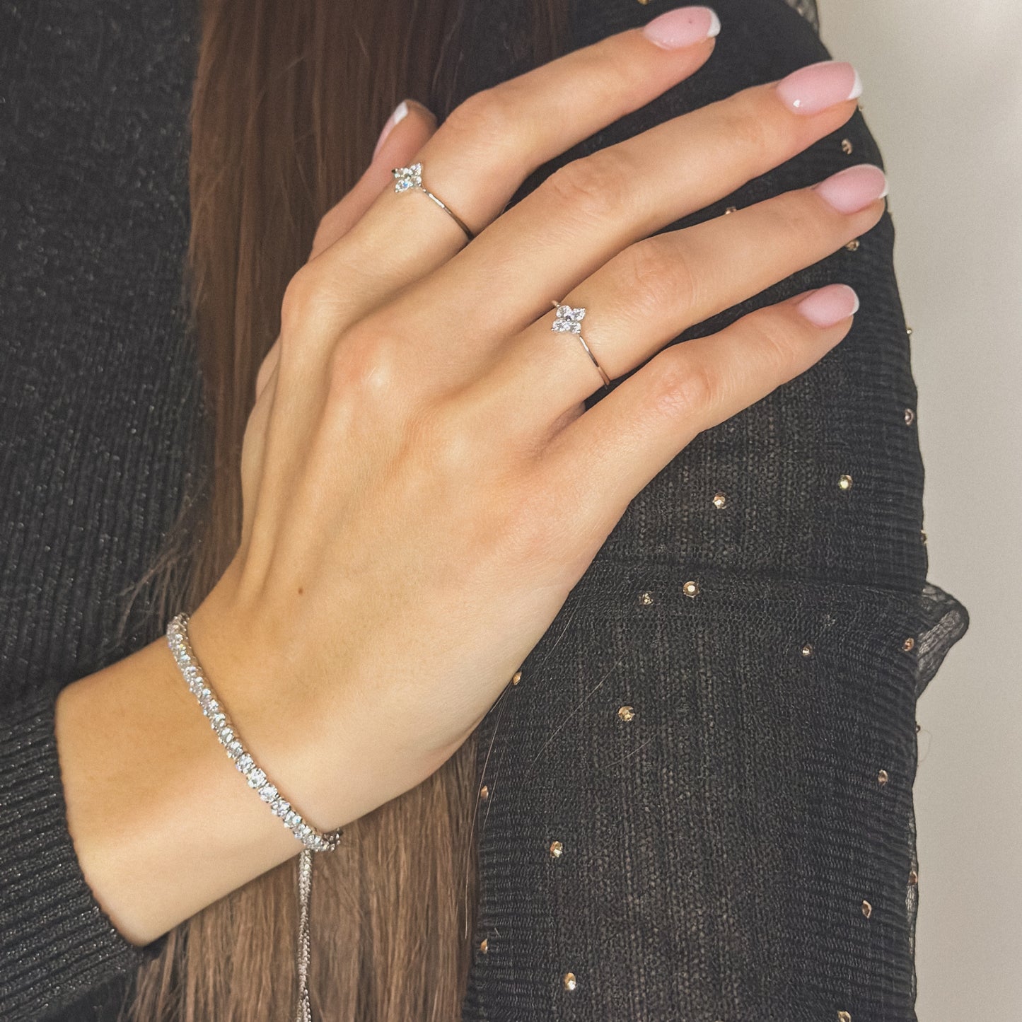 Sidabrinis rodžiuotas žiedas "Keturlapis dobilas" su cirkoniu