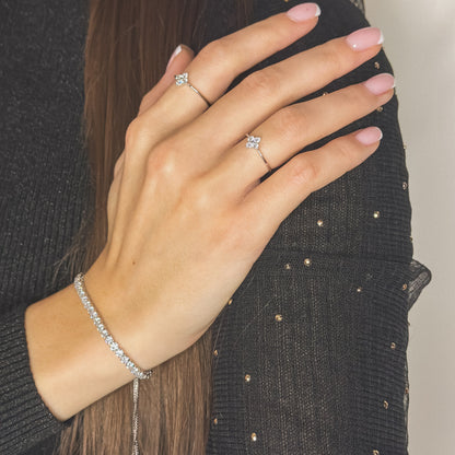 Sidabrinis rodžiuotas žiedas "Keturlapis dobilas" su cirkoniu