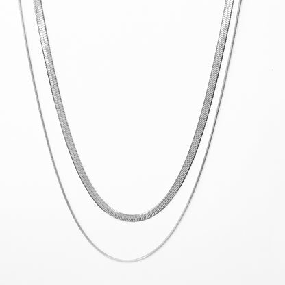 Plieninė dviguba grandinėlė "Flat Chain & Diamond Cut Snake"