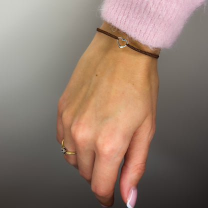 Various Colours Thread Bracelet with Sterling Silver Heart