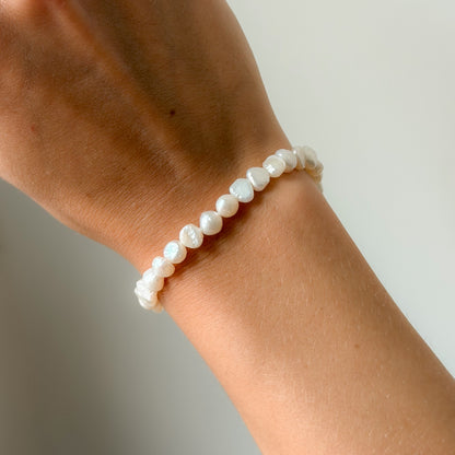Sterling Silver Rhodium Plated Pearl Bracelet