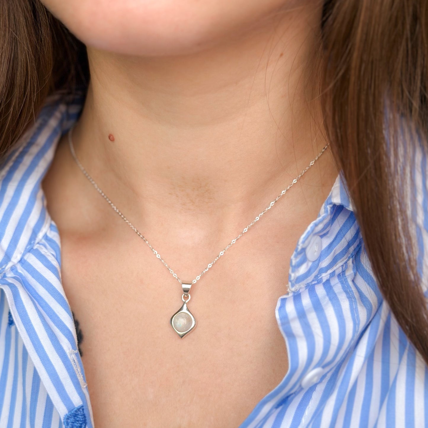 Sterling Silver Moonstone Pendant Necklace