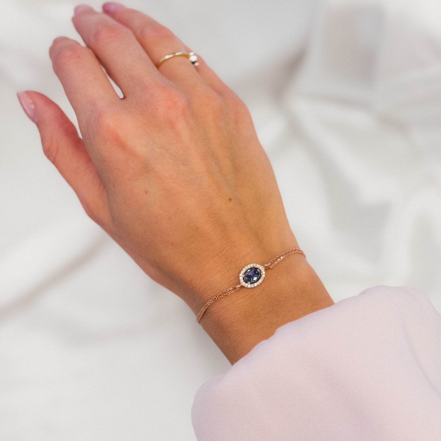 Sterling Silver Rose Gold Plated Mystic Topaz Bracelet