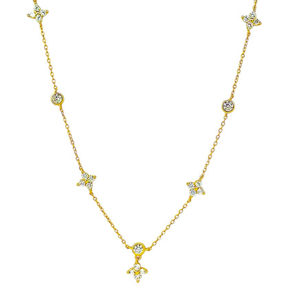 Sidabrinis pakabukas "Gėlytės" su cirkoniais ir grandinėle