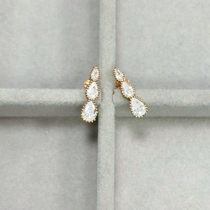 Sidabriniai paauksuoti auskarai su cirkoniais