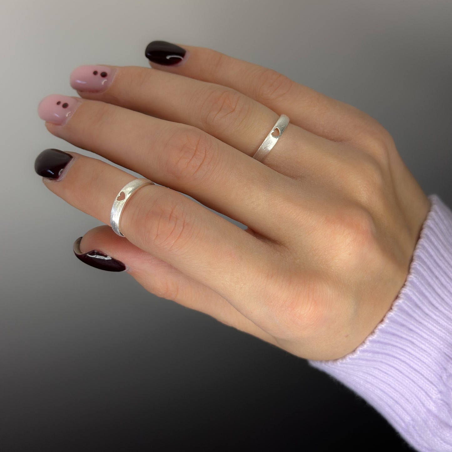Sterling Silver Matte Heart Ring