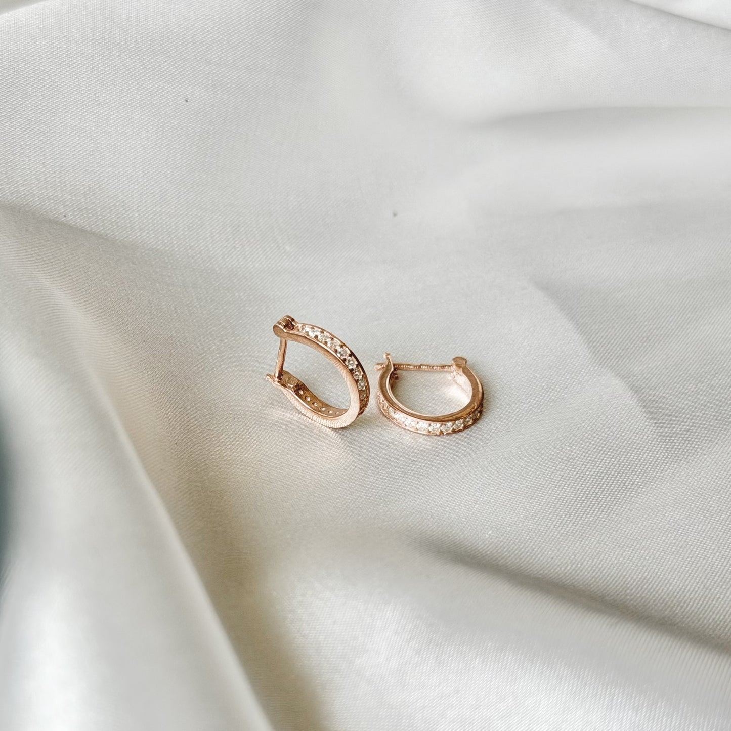 Sterling Silver Rhodium Plated CZ English Lock Earrings