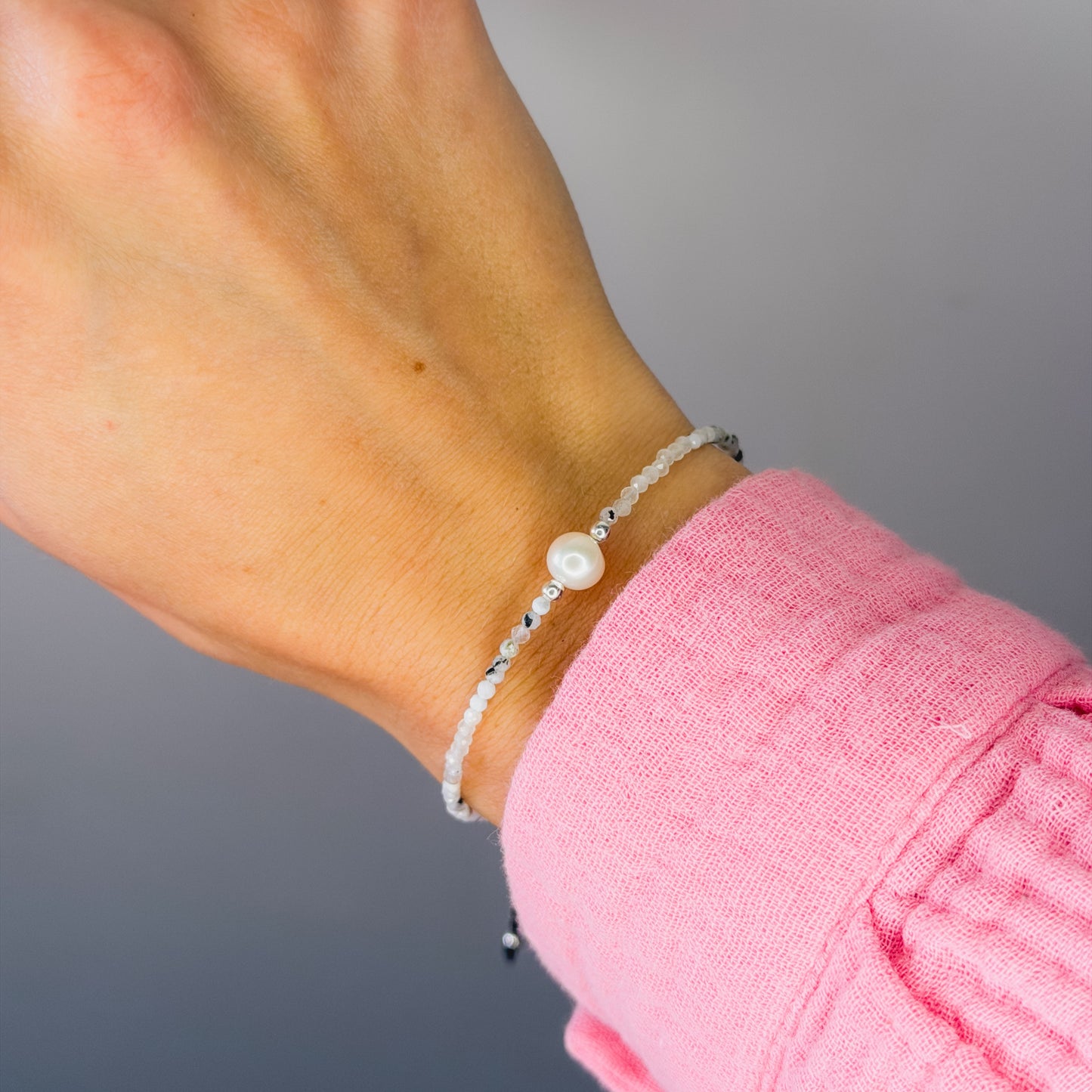 Moonstone Bracelet with Pearl