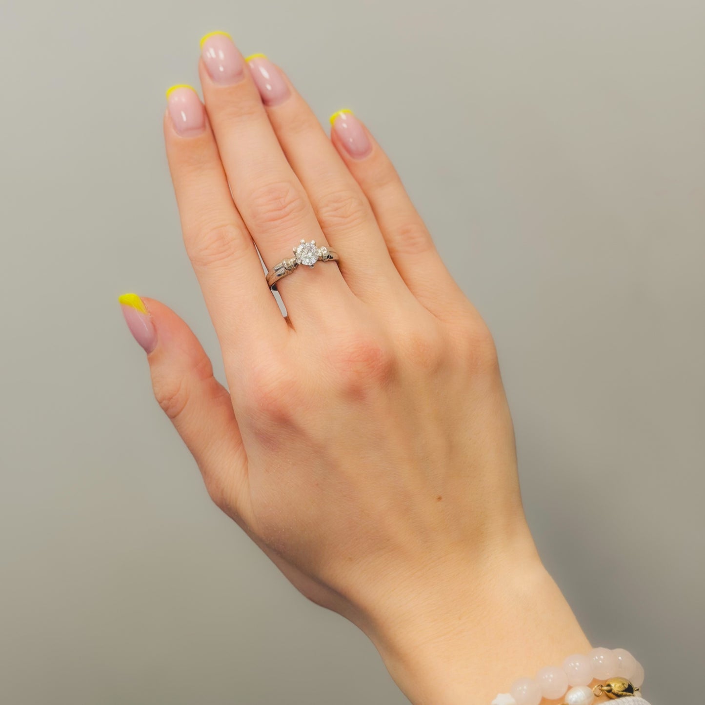 Sterling Silver Rhodium Plated CZ Crystal Ring