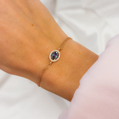 Sterling Silver Rose Gold Plated Mystic Topaz Bracelet
