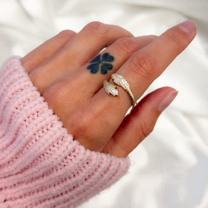 Silver Gold Plated CZ Snake Ring