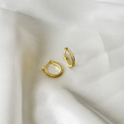 Sterling Silver Rhodium Plated CZ English Lock Earrings