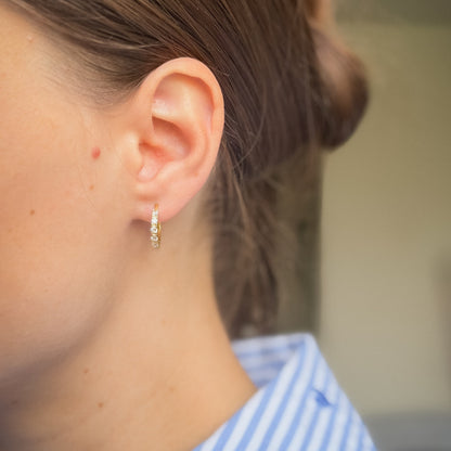 Sterling Silver Gold Plated 16 - 23 mm CZ Hoops