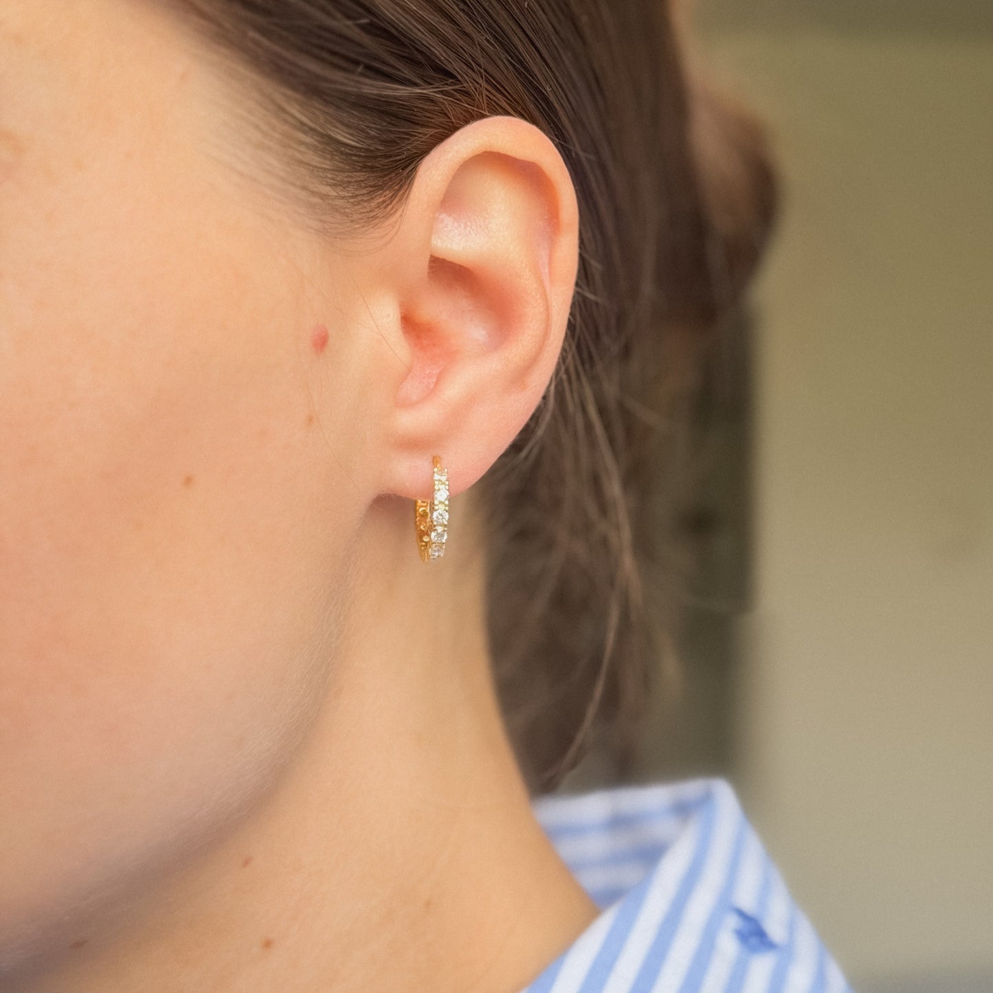 Sterling Silver Gold Plated 16 - 23 mm CZ Hoops