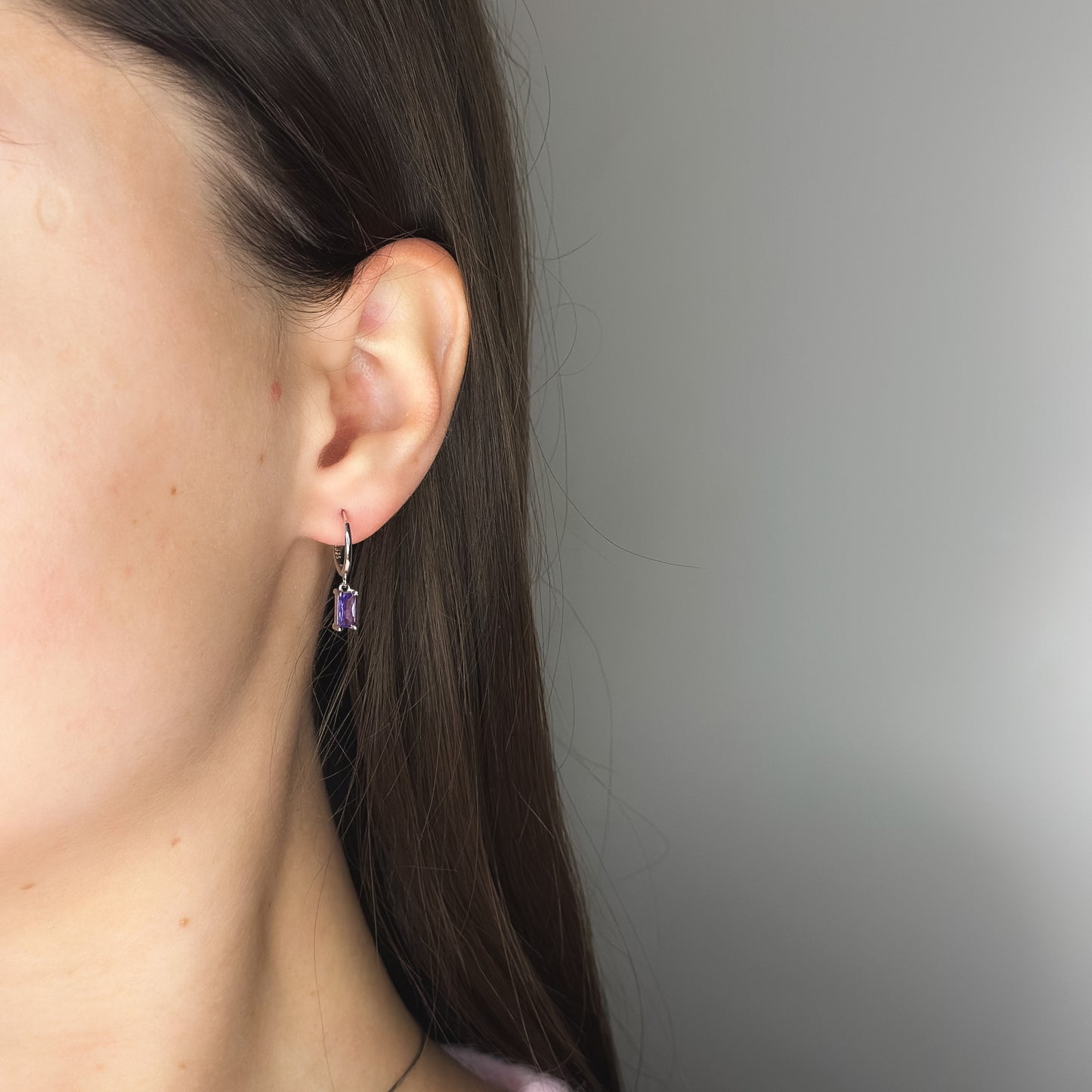 Sterling Silver Rhodium Plated Hoops with Charms