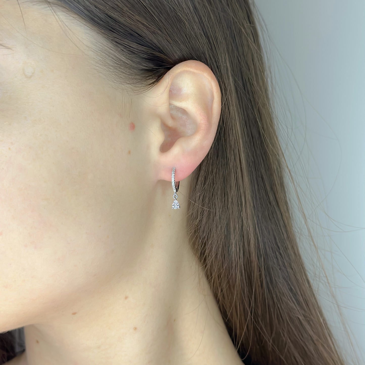 Silver Rhodium Plated Hoops with Charms