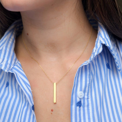 Sterling Silver Gold Plated Stick Necklace