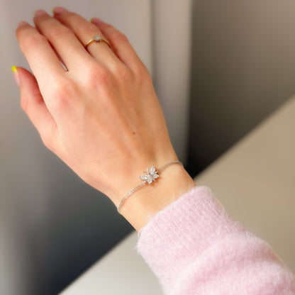 Sterling Silver Rhodium Plated CZ Butterfly Bracelet
