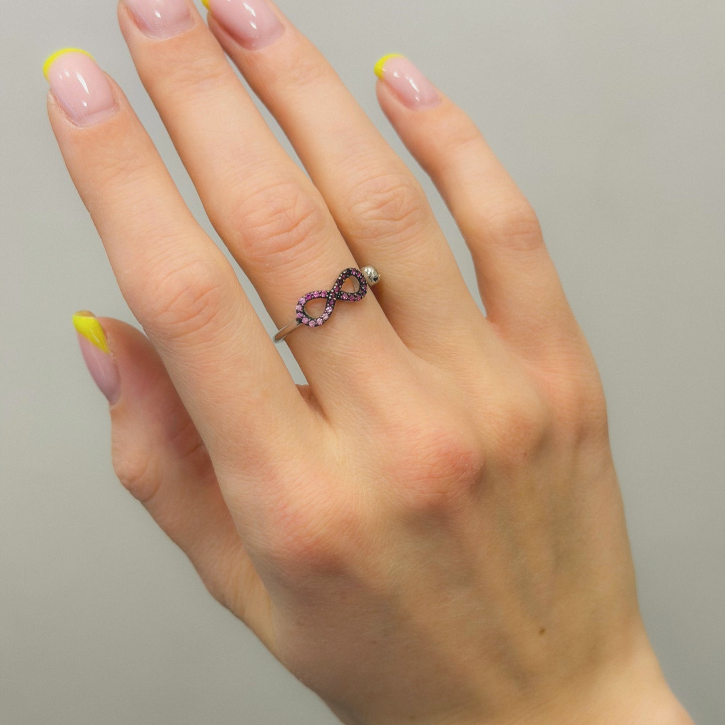 Sterling Silver Rhodium Plated CZ Infinity Ring