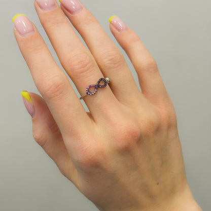 Sterling Silver Rhodium Plated CZ Infinity Ring