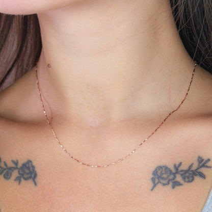 Sterling Silver Rose Gold Plated Ingot Chain