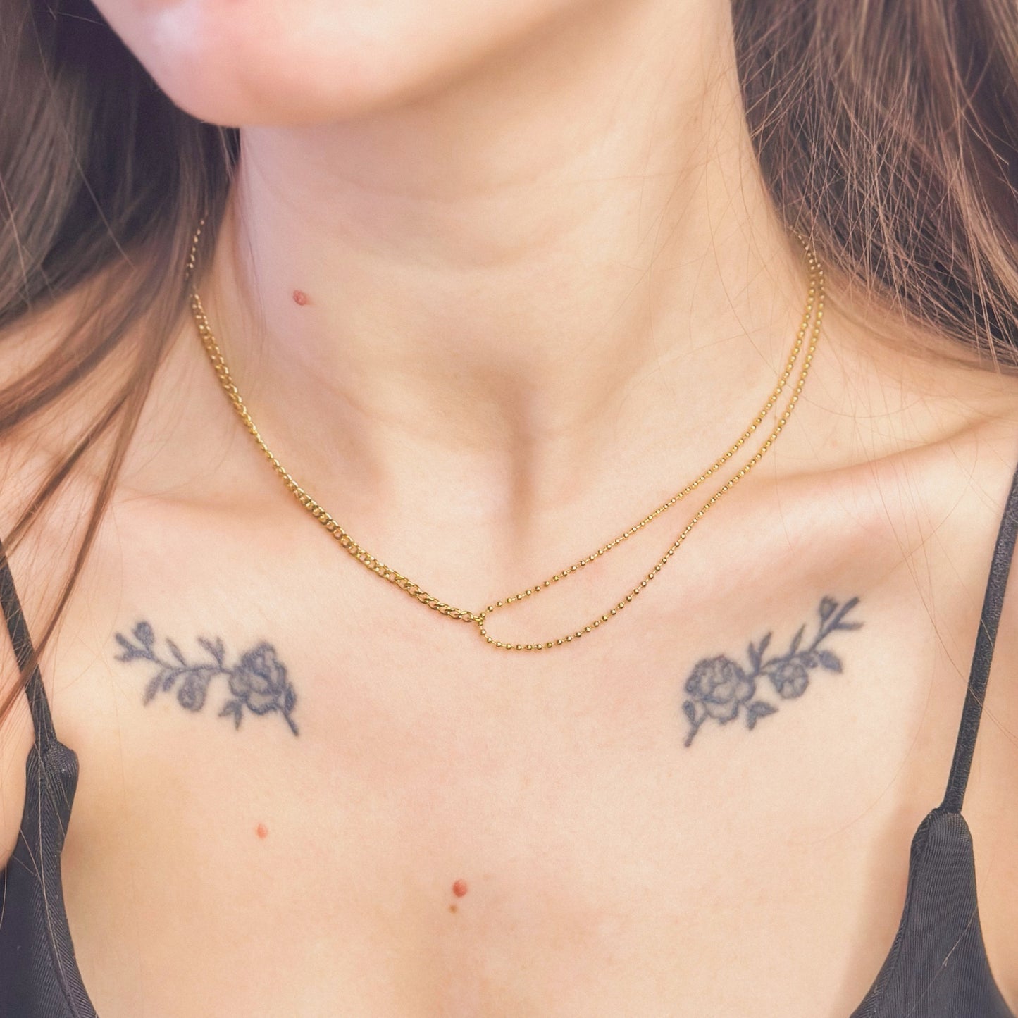 Dvigubo dizaino grandinėlė „Ball Bead & Curb“