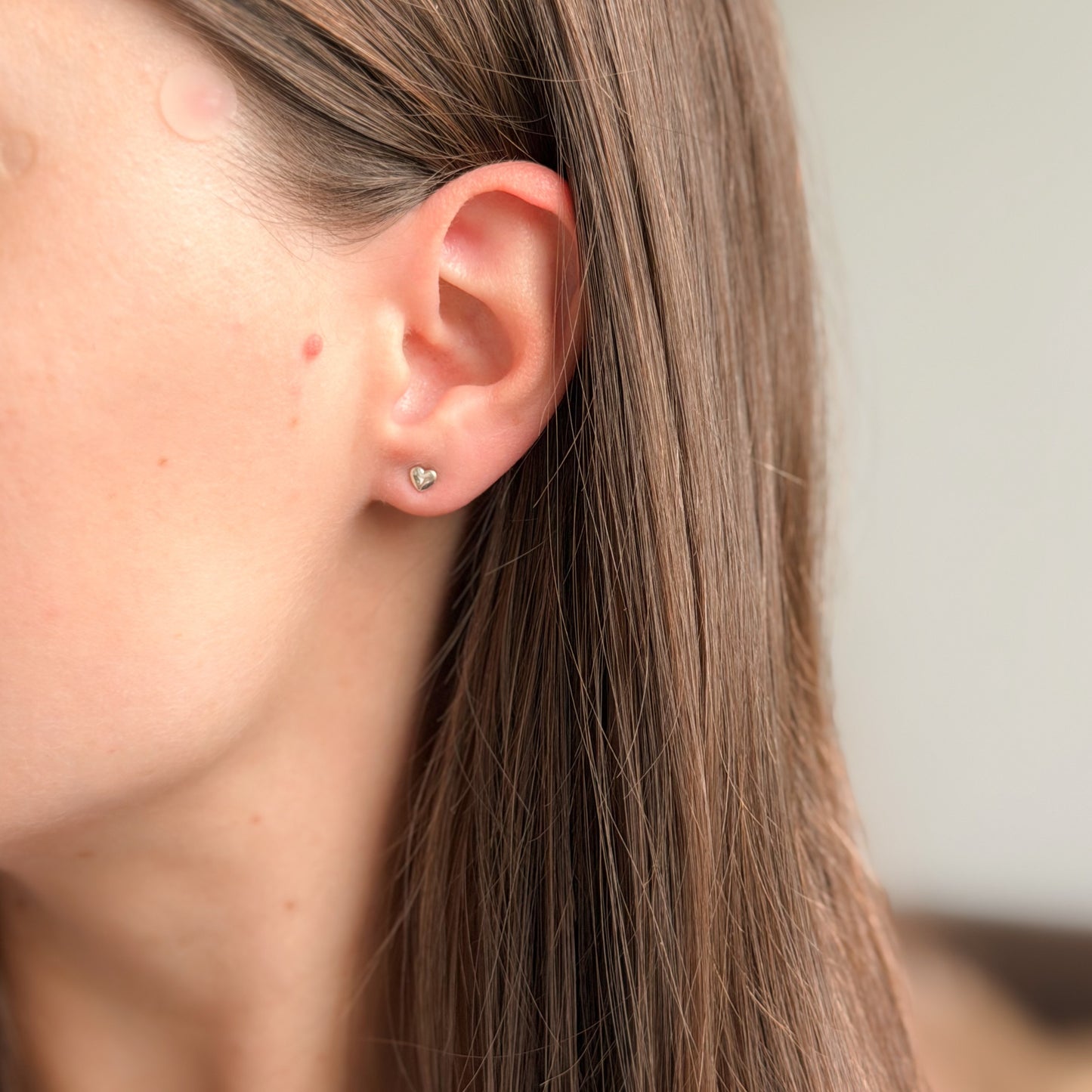 Sterling Silver Rhodium Plated Heart Studs