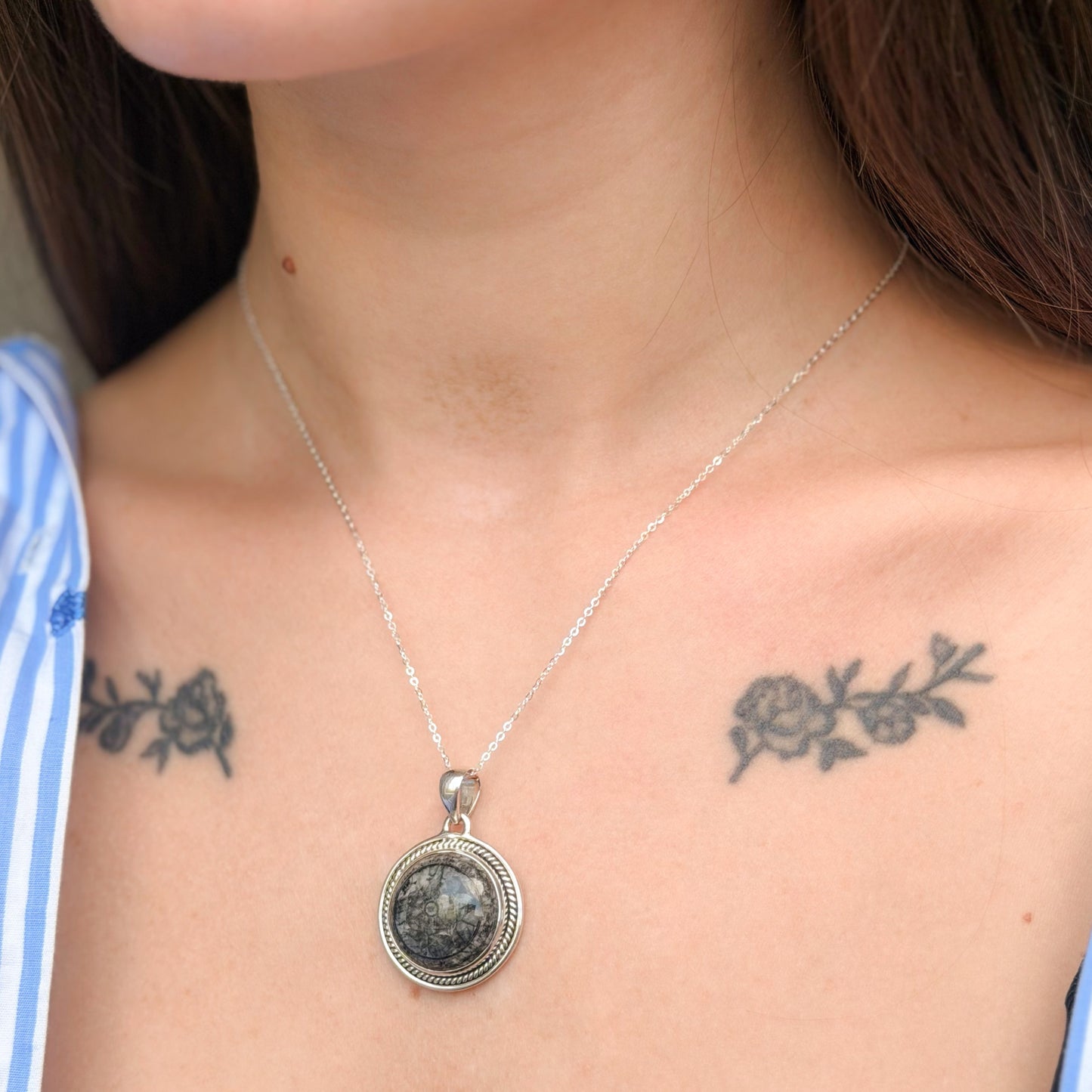 Sterling Silver Orthoceras Pendant Necklace
