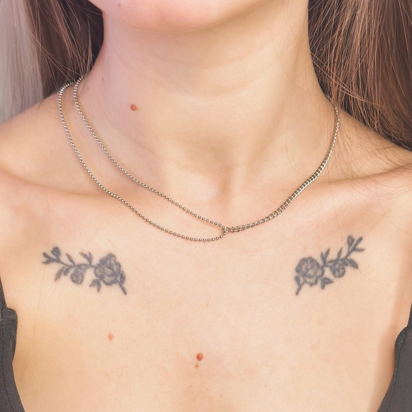 Dvigubo dizaino grandinėlė „Ball Bead & Curb“