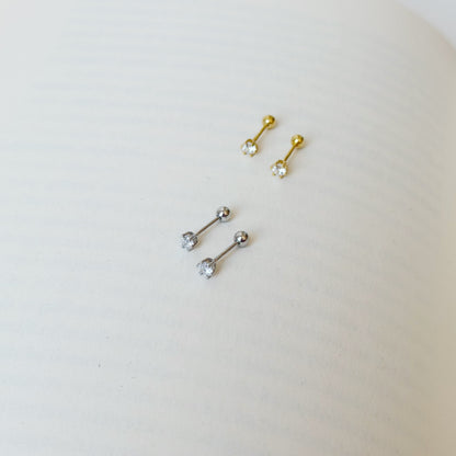 Sidabriniai užsukami vinukai su cirkoniu